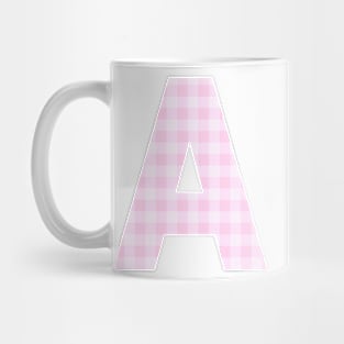 Pink Letter A in Plaid Pattern Background. Mug